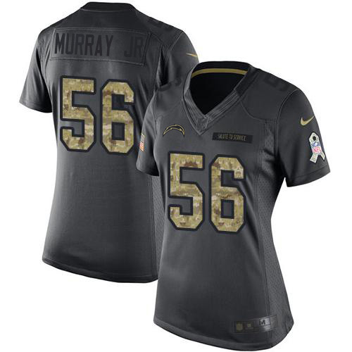 Nike Chargers #56 Kenneth Murray Jr Black Women's Stitched NFL Limited 2016 Salute to Service Jersey
